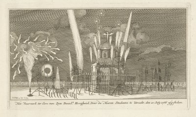 Feuerwerk bei einem Pavillon von Johannes van Hiltrop