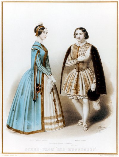 Pauline Viardot-Garcia, französische Mezzosopranistin und Komponistin spanischer Herkunft, & Marietta Alboni, italienische Altistin, in Akt I, Szene 9 von Meyerbeers Les Huguenots von John (after) Brandard