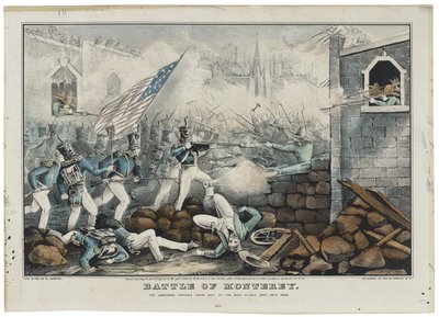 Schlacht von Monterey am 7. Juli 1846, Lithographie von Nathaniel Currier von John (after) Cameron