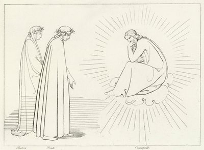 Dante im Gespräch mit Cacciaguida, Paradies, Gesang 17 (Gravur) von John (after) Flaxman