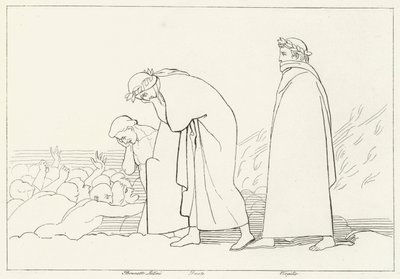Dante im Gespräch mit seinem Lehrer, Inferno, Gesang 15 (Gravur) von John (after) Flaxman
