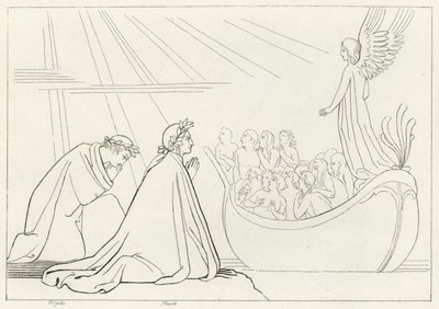 Das Boot des Fegefeuers, Fegefeuer, Gesang 2 (Gravur) von John (after) Flaxman