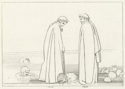 Der gefrorene See, Inferno, Gesang 32 (Gravur) von John (after) Flaxman