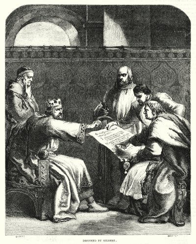 König Johann verweigert die Unterzeichnung der Magna Charta in Oxford, 1215 von John (after) Gilbert