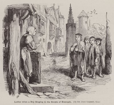 Martin Luther als Junge singt auf den Straßen von Eisenach von John (after) Gilbert
