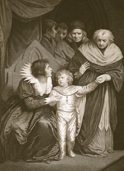 Herzog von York, Bruder von Edward V., übergeben von der Königin, graviert von J. Fittler, Illustration aus David Humes 