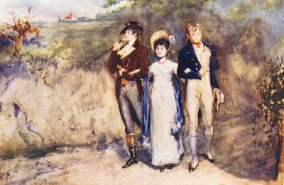 Zwei Saiten zu ihrem Bogen, Aquarellskizze (Farblithographie) von John (after) Pettie