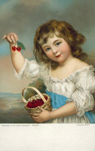Porträt von John Russells Tochter mit einem Korb Kirschen von John (after) Russell
