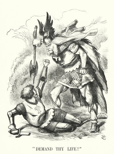 Karikatur: Fordere dein Leben! - Frankreichs Niederlage im Deutsch-Französischen Krieg (Gravur) von John (after) Tenniel
