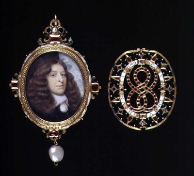 Miniatur eines unbekannten Mannes, in einem goldenen und juwelenbesetzten Rahmen und Deckel, ca. 1660 von John (attr. to) Hoskins
