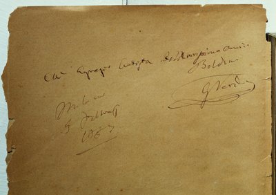 Signierte Widmung von Giuseppe Verdi an Giovanni Boldini von Walter Charles Mills