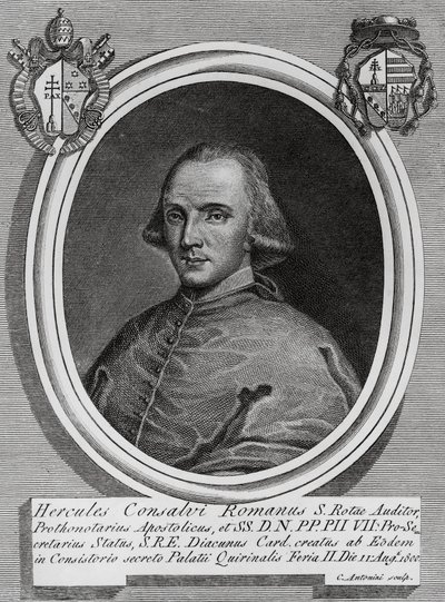 Porträt von Ercole Consalvi (1757-1824), italienischer Kardinal und Politiker, Gravur von Carlo Antonini von Walter Charles Mills