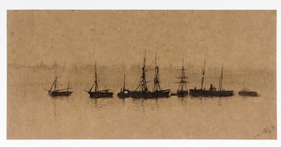 Boote vor Anker in einer Mündung von John Atkinson Grimshaw