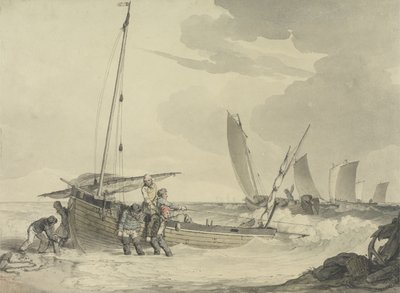 Fischer, der aufs Meer hinausfährt, ca. 1810 von John Augustus Atkinson