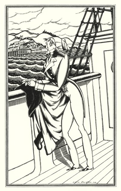 Illustration für Don Juan von Lord Byron: "Adieu, Adieu! Mein Heimatland" von John Austen