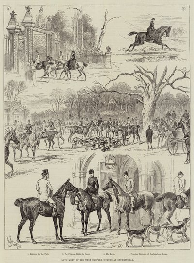 Lawn Meet der West Norfolk Hounds in Sandringham von John Bagnold Burgess