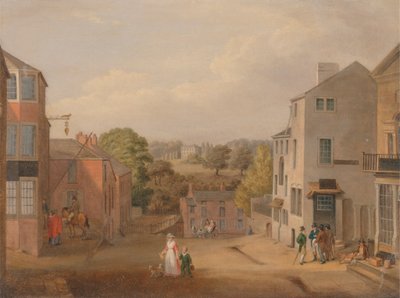 Straßenszene in Chorley, Lancashire, mit Blick auf Chorley Hall von John Bird of Liverpool