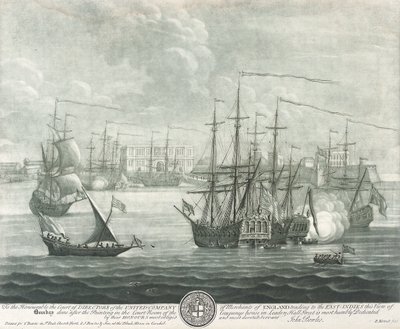 Ansicht von Bombay (Indien), gewidmet dem Direktor der British East India Company. Gravur von John Bowles (?) von John Bowles
