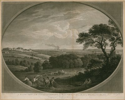Ein Nordblick auf die Städte London und Westminster mit einem Teil von Highgate von John Boydell