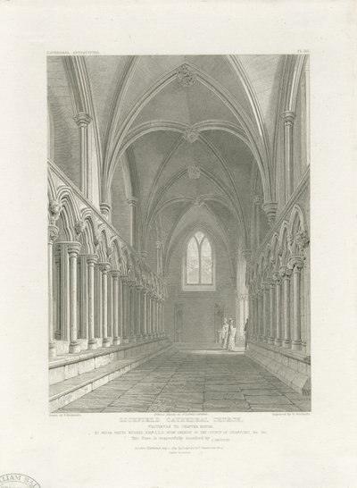 Innenraum der Lichfield Kathedrale - Vorhalle des Kapitelsaals (Gravur) von John Britton