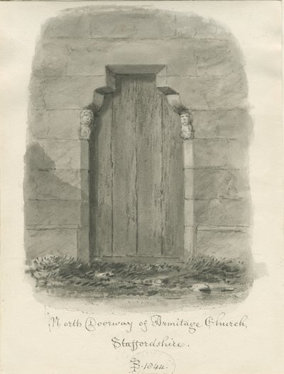 Armitage Kirche - Nordportal: Sepia-Zeichnung von John Buckler