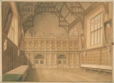 Trinity College Hall, Cambridgeshire - Innenansicht von John Buckler