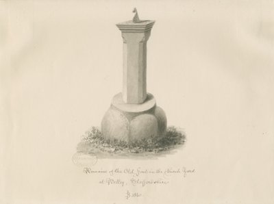 Taufbecken in der Betley Kirche: Sepia-Zeichnung von John Buckler