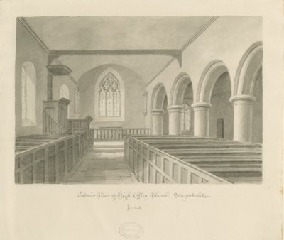 Innenraum der High Offley Kirche von John Buckler
