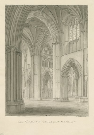 Innenraum der Lichfield Kathedrale - Kreuzung vom Nordquerschiff von John Buckler
