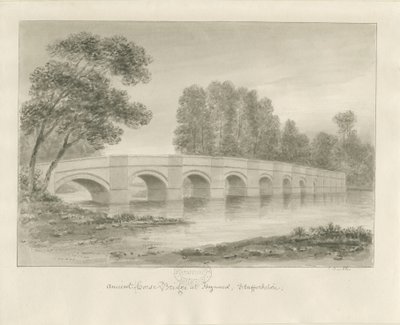 Shugborough Brücke: Sepia-Zeichnung, undatiert [?1840er Jahre] von John Buckler