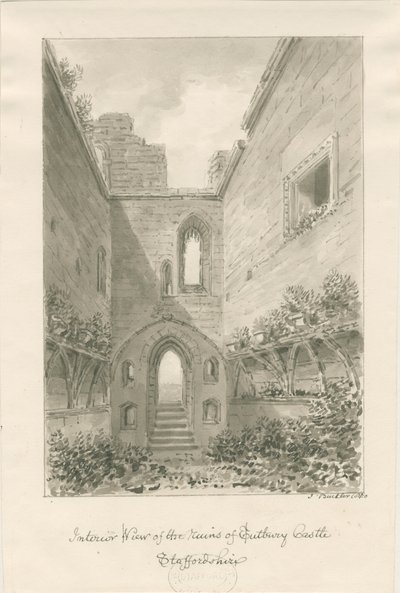 Tutbury Castle - Innenansicht der Ruinen von John Buckler