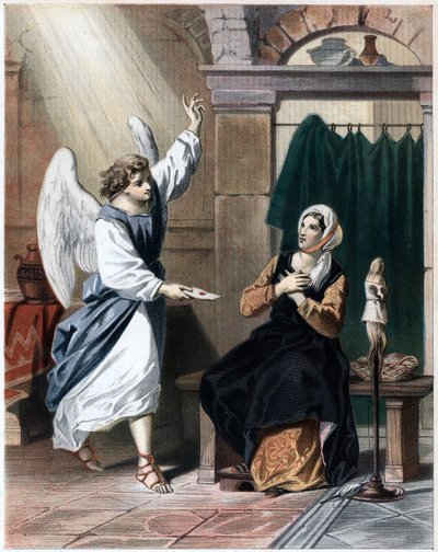 Engel bringt einen Brief von Gott an Christiana, ca. 1850 von John Bunyan Bristol
