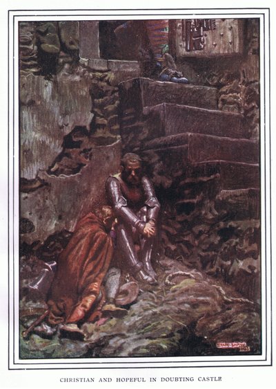 Christian und Hopeful im Zweifelsschloss von John Byam Liston Shaw