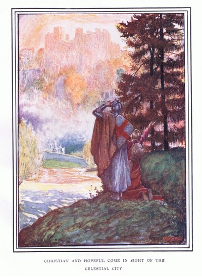 Christian und hoffnungsvoll kommen in Sicht der himmlischen Stadt von John Byam Liston Shaw