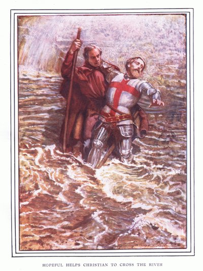 Hoffnungsvoll hilft Christian, den Fluss zu überqueren von John Byam Liston Shaw