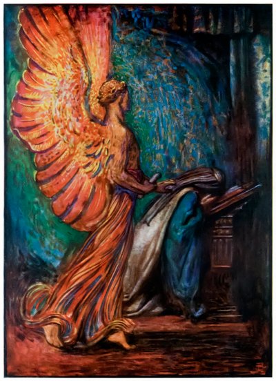 Der Bote kommt zu Christiana aus The Pilgrims Progress From This World, To That Which Is To Come von John Bunyan (1628-1688) Illustration von Byam Shaw (1872-1919) von John Byam Liston Shaw