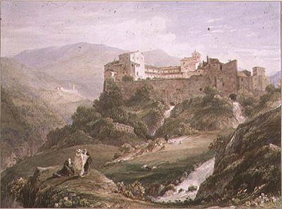 Italienische Landschaft mit Kloster von John Byrne