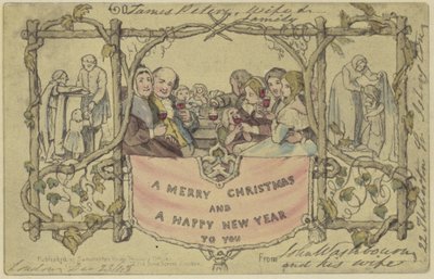 Faksimile-Reproduktion der ersten Weihnachtskarte von John Callcott Horsley