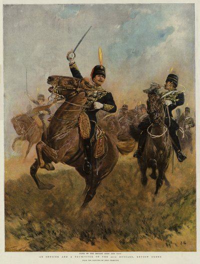 Ein Offizier und ein Trompeter der 20. Husaren, Paradeuniform von John Charlton