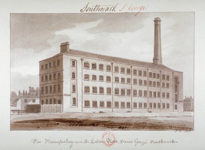 Nadelfabrik in der Nähe der London Road, Southwark, London von John Chessell Buckler