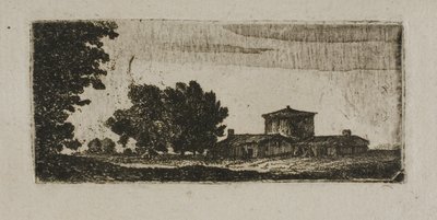 Bäume und Gebäude mit niedrigem Turm von John Clerk of Eldin