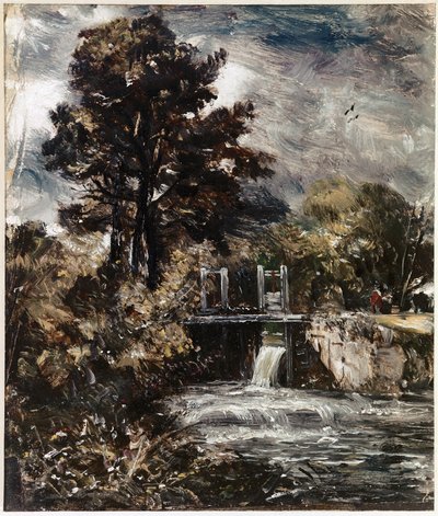 Eine Schleuse, vielleicht an der Stour (Öl auf Leinwand) von John Constable