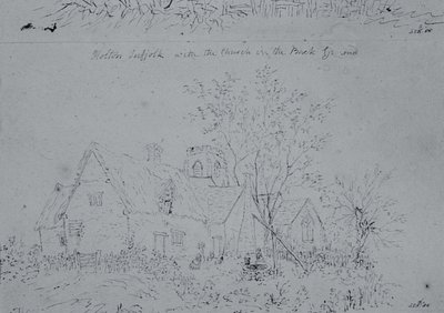 Hütte in Holton mit der Kirche im Hintergrund von John Constable