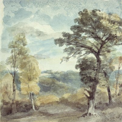 Landschaft mit Bäumen und einem fernen Herrenhaus von John Constable