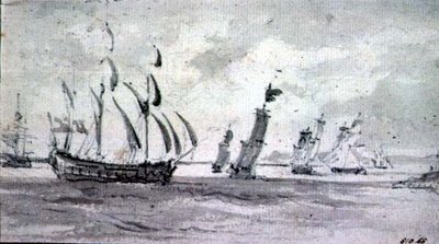 Schiffe bei Brise auf der Themse oder Medway von John Constable