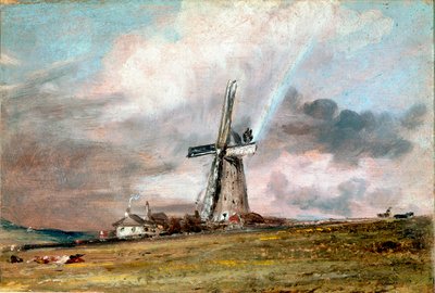 Windmühle, Häuser und Regenbogen von John Constable