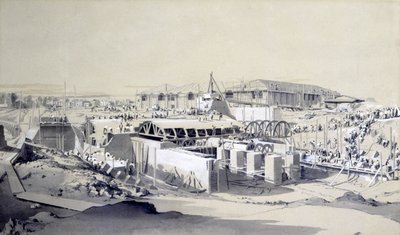 Bau des Stationary Engine House, Camden Town, 26. April 1837 von John Cooke Bourne