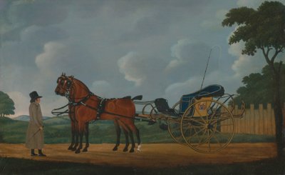Ein Gentleman mit seinem Paar von Bays, angespannt an eine Curricle von John Cordrey