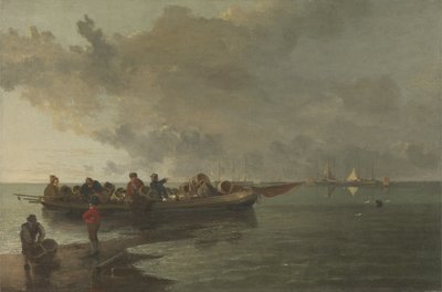 Ein Lastkahn mit einem verwundeten Soldaten von John Crome