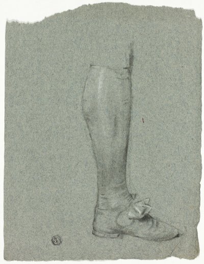 Bein einer stehenden Figur (Vorderseite); Skizze von Schuhen (Rückseite) von John Downman
